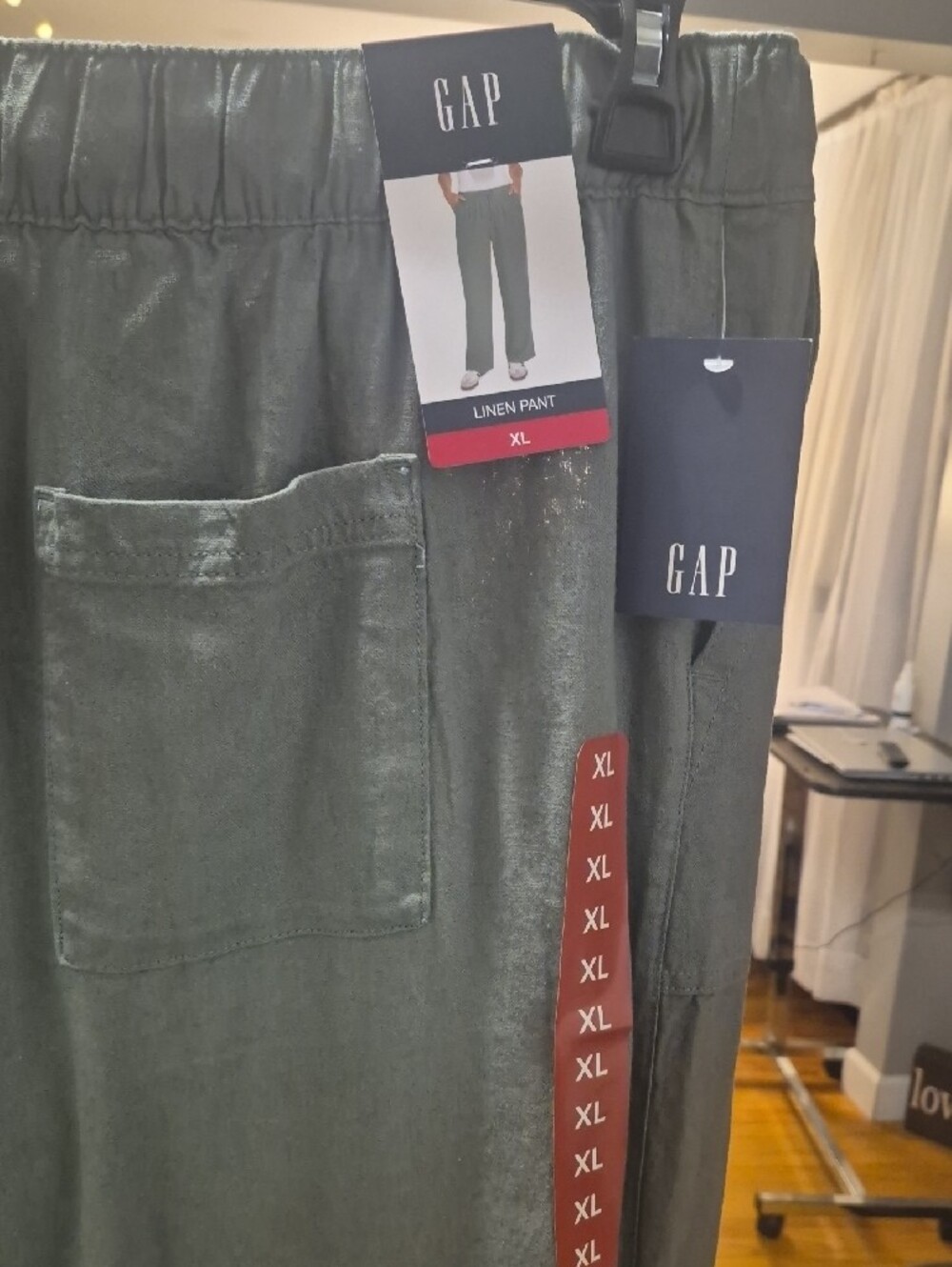 GAP Women's Drawstring Relaxed Pants in Sage - Picture 3 of 3